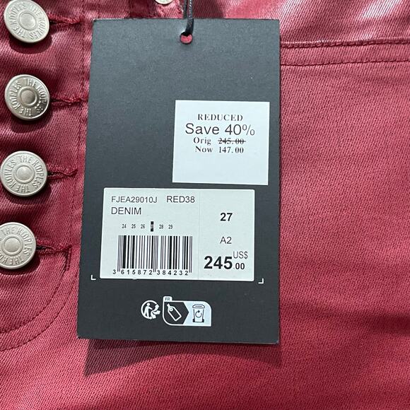 NWT The Kooples Red Leather-Effect Skinny Jeans Size 27 - Picture 6 of 8